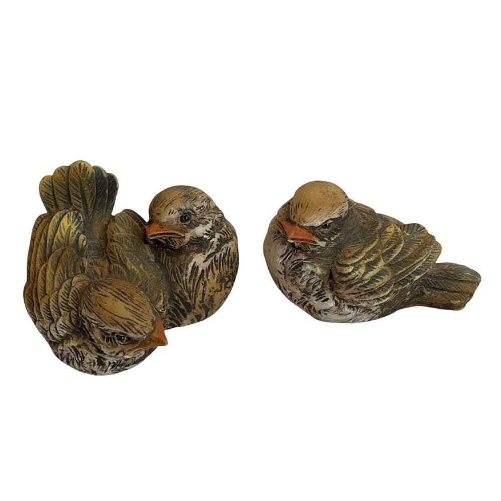 Sparrow Bird Italy Dipinto a Mano Brown Resin Figurines Set Lot Hand Painted VTG - Picture 4 of 15